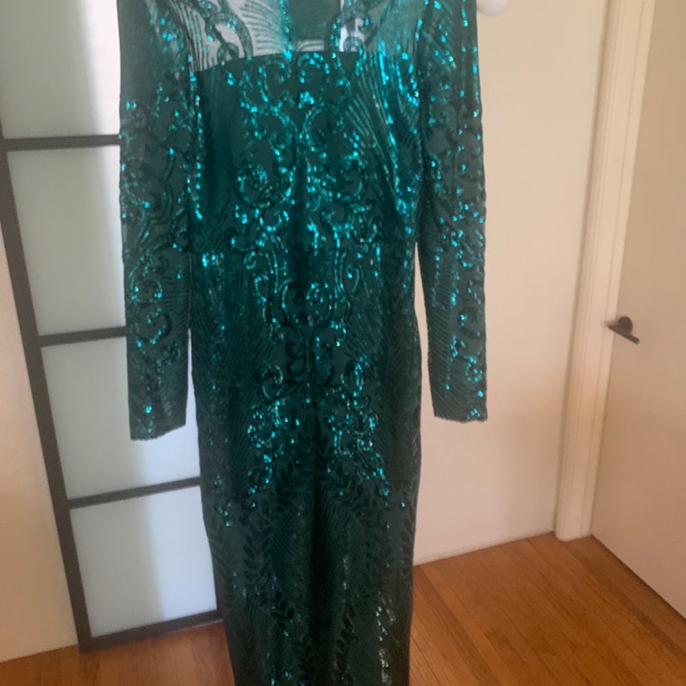 Macy’s Night Way Long Sleeve Dress Size 4 - Picture 5 of 6